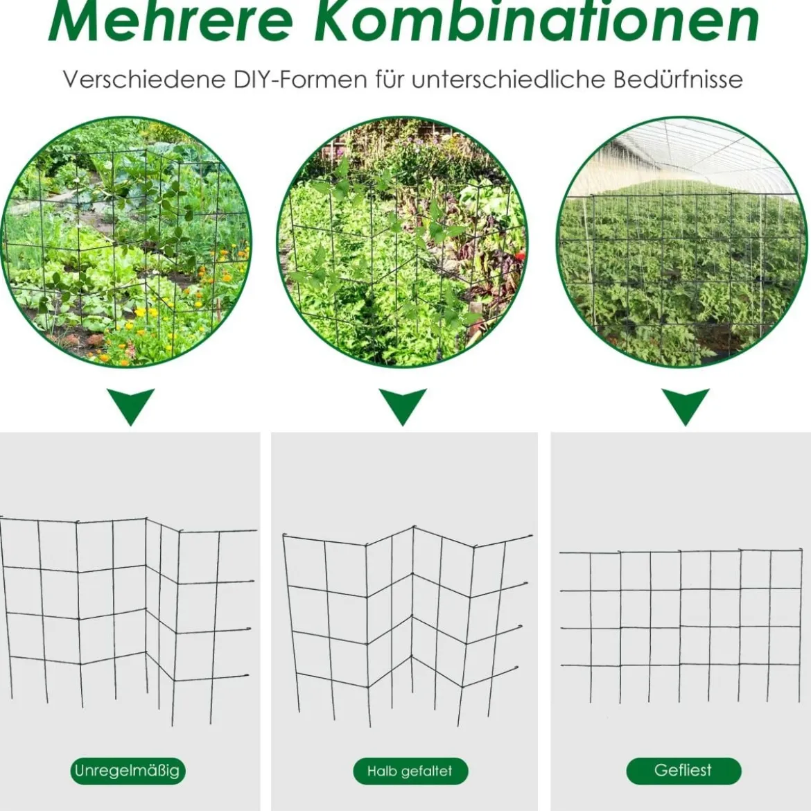 4er Set Tomaten Rankhilfe Metall Rankgitter Tomatenturm Gurkenturm Tomatenkäfig 100 cm