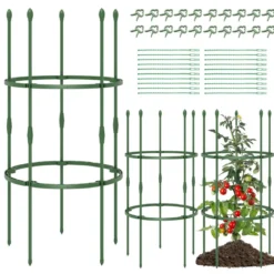3er Set Tomaten Rankhilfe mit Verstellbare Höhe & 2 Ringe Pflanzenkäfig Pflanzenstütze 102 cm Hoch