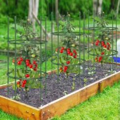 3er Set Tomaten Rankhilfe mit Verstellbare Höhe & 2 Ringe Pflanzenkäfig Pflanzenstütze 102 cm Hoch