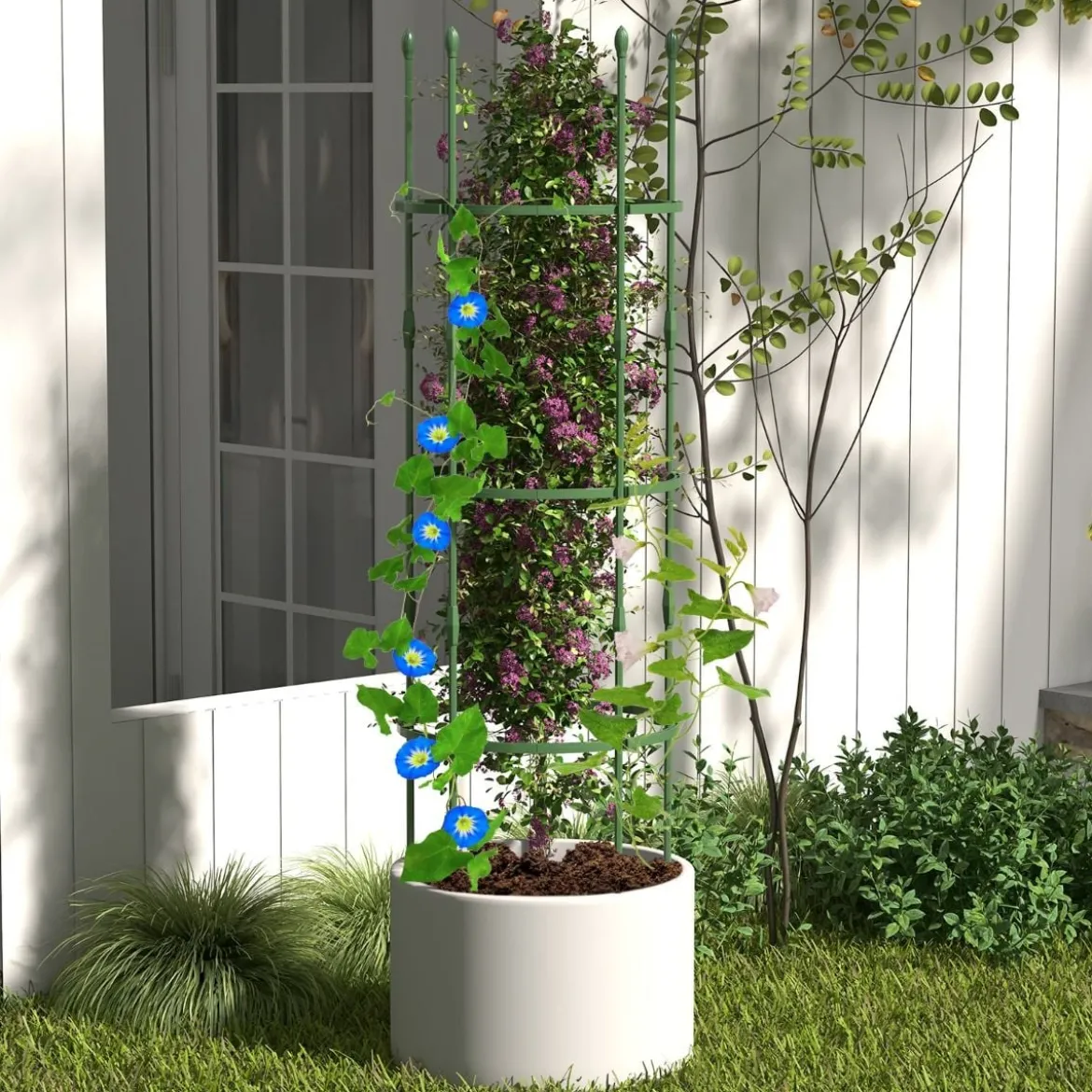 3er Set Tomaten Rankhilfe mit Verstellbare Höhe & 3 Ringe Pflanzenkäfig Pflanzenstütze 154 cm Hoch
