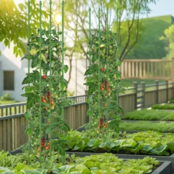 2er Set Tomaten Rankhilfe mit Verstellbarer Höhe & 6 Ringe Tomatenkäfig Pflanzenkäfig