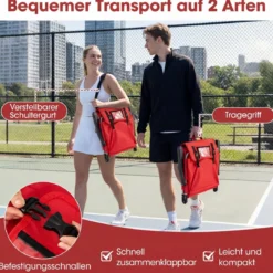 2er Set Tragbarer Stadionsitz mit Rückenlehne Klappbarer Tribünenstuhl mit Schultergurt & Getränkehalter Rot