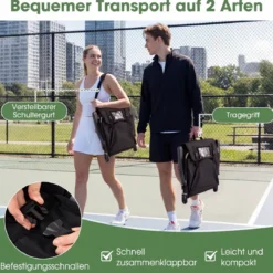 2er Set Tragbarer Stadionsitz mit Rückenlehne Klappbarer Tribünenstuhl mit Schultergurt & Getränkehalter Schwarz