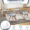 4er Set Transparent Esszimmerstühle mit Massivholz Beine Skandinavische Küchenstühle Akzentstuhl Grau