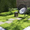 16er Set Trittsteine für Garten Gehwegplatten aus Polypropylen Steinplatten inkl. 64 Erdspießen 39,5 x 39,5 cm Beige