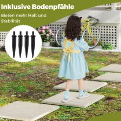 8er Set Trittsteine für Garten Gehwegplatten aus Polypropylen Steinplatten inkl. 32 Erdspießen 39,5 x 39,5 cm Beige