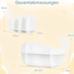 2er Set Wal Wandregale Wandmontiertes Schweberegale mit Fächern Holz Hängeregale Weiß