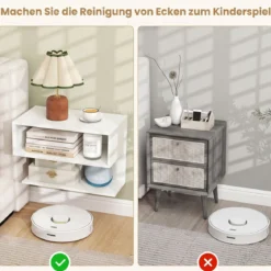 2er Set Wandmontierter Nachttisch Hängender Nachtschrank aus Holz mit 2 Offenen Fächern Weiß