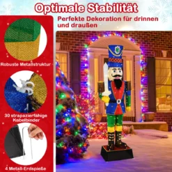 2er Set Weihnachten Nussknacker Figur Beleuchtete Weihnachtsdeko XXL 184 cm