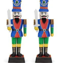 2er Set Weihnachten Nussknacker Figur Beleuchtete Weihnachtsdeko XXL 184 cm