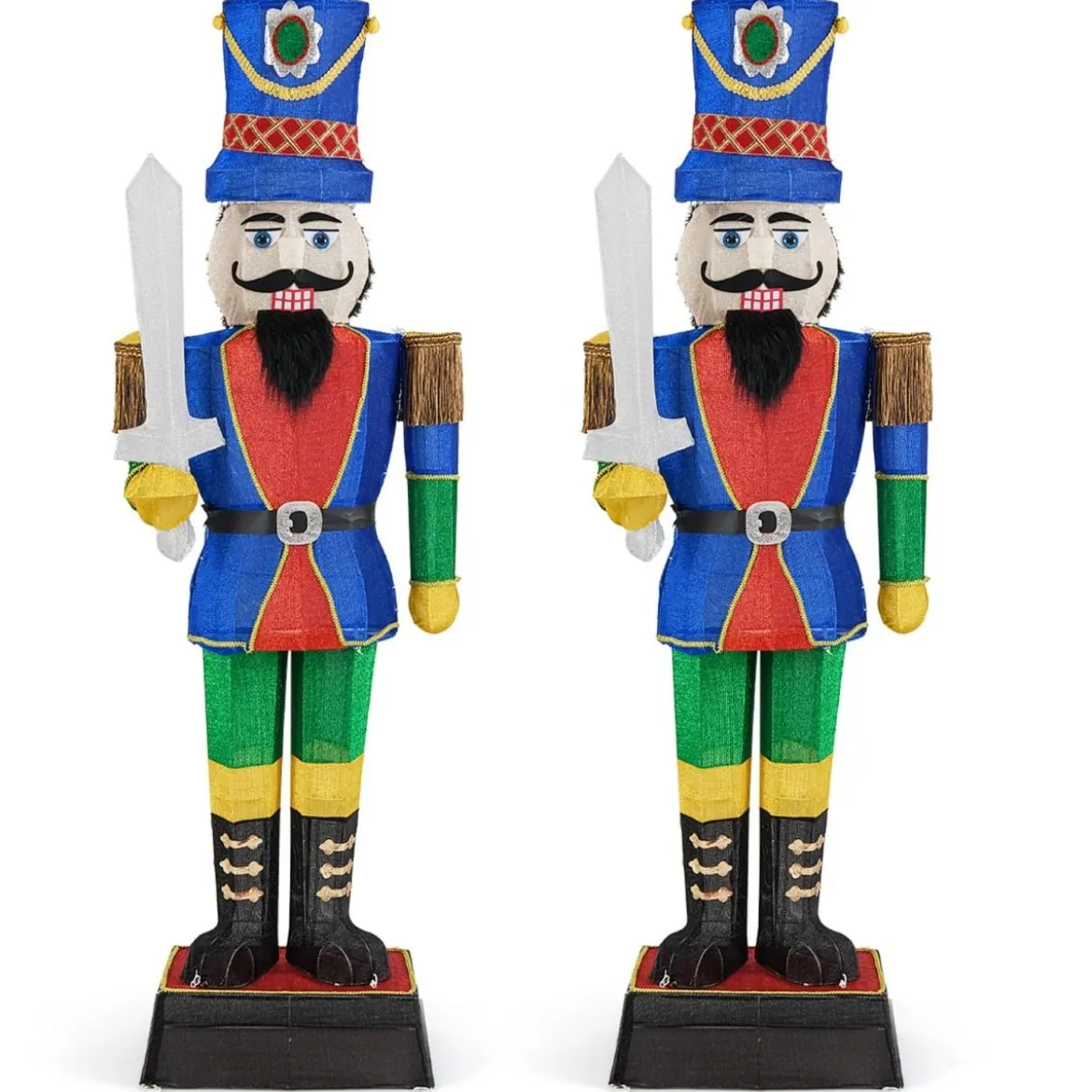 2er Set Weihnachten Nussknacker Figur Beleuchtete Weihnachtsdeko XXL 184 cm