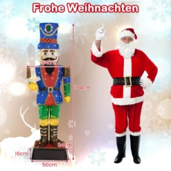2er Set Weihnachten Nussknacker Figur Beleuchtete Weihnachtsdeko XXL 184 cm