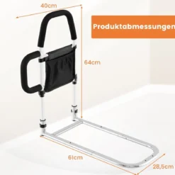 Erwachsene Bettgitter Rausfallschutz mit 2 Handlauf & Tasche & Befestigungsgurt bis 136 kg