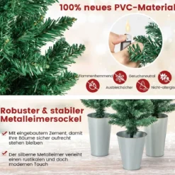 3er Weihnachtsbaum Künstlich Bleistift mit Sockel aus Metall Kunstbaum 90 + 120 + 150 cm Grün