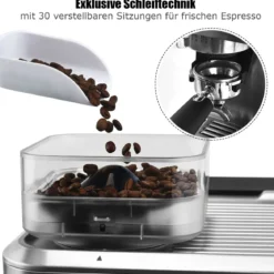 Espresso Maschine Automatische Kaffeemaschine Siebträgermaschine Siebträger 2L Wassertank Silber