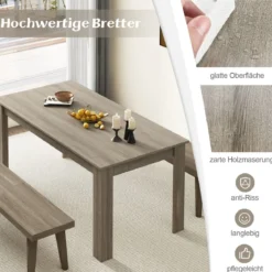 Esstisch Holz 160 x 80 cm großer Tisch rechteckiger Küchentisch Speisetisch Natur/Schwarz