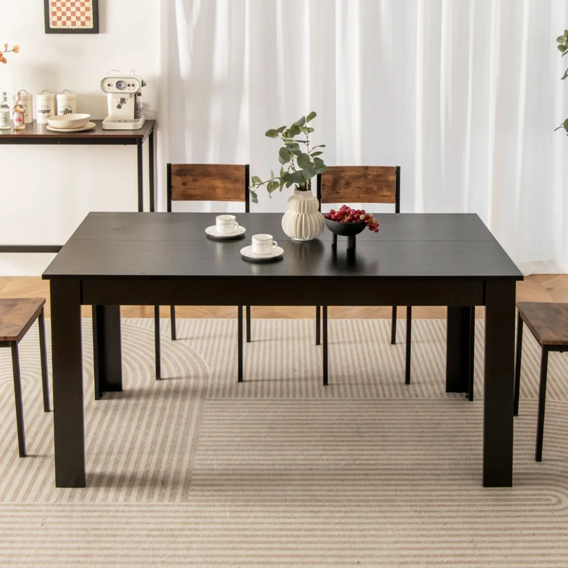 Esstisch Holz 160 x 80 cm großer Tisch rechteckiger Küchentisch Speisetisch Natur/Schwarz