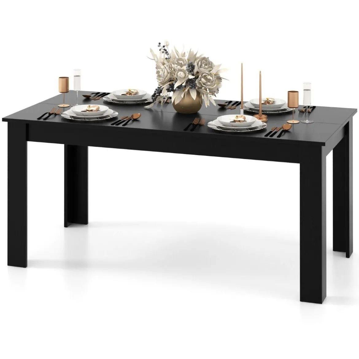 Esstisch Holz 160 x 80 cm großer Tisch rechteckiger Küchentisch Speisetisch Natur/Schwarz