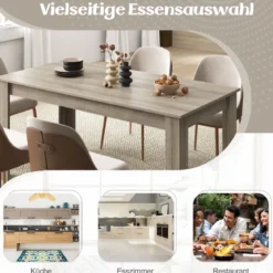 Esstisch Holz 160 x 80 cm großer Tisch rechteckiger Küchentisch Speisetisch Natur/Schwarz