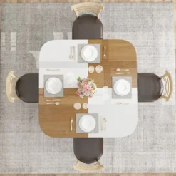 Esstisch Küchentisch mit 2 Ablagen quadratischer Esszimmertisch für 4 Personen für Esszimmer 120 x 120 x 77 cm