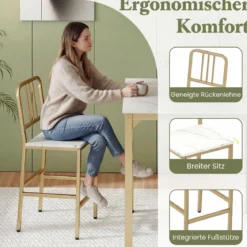 Esstisch mit 4 Barhockern Küchentisch in Thekenhöhe für 4 Personen Bartisch Set für Küche Weiß