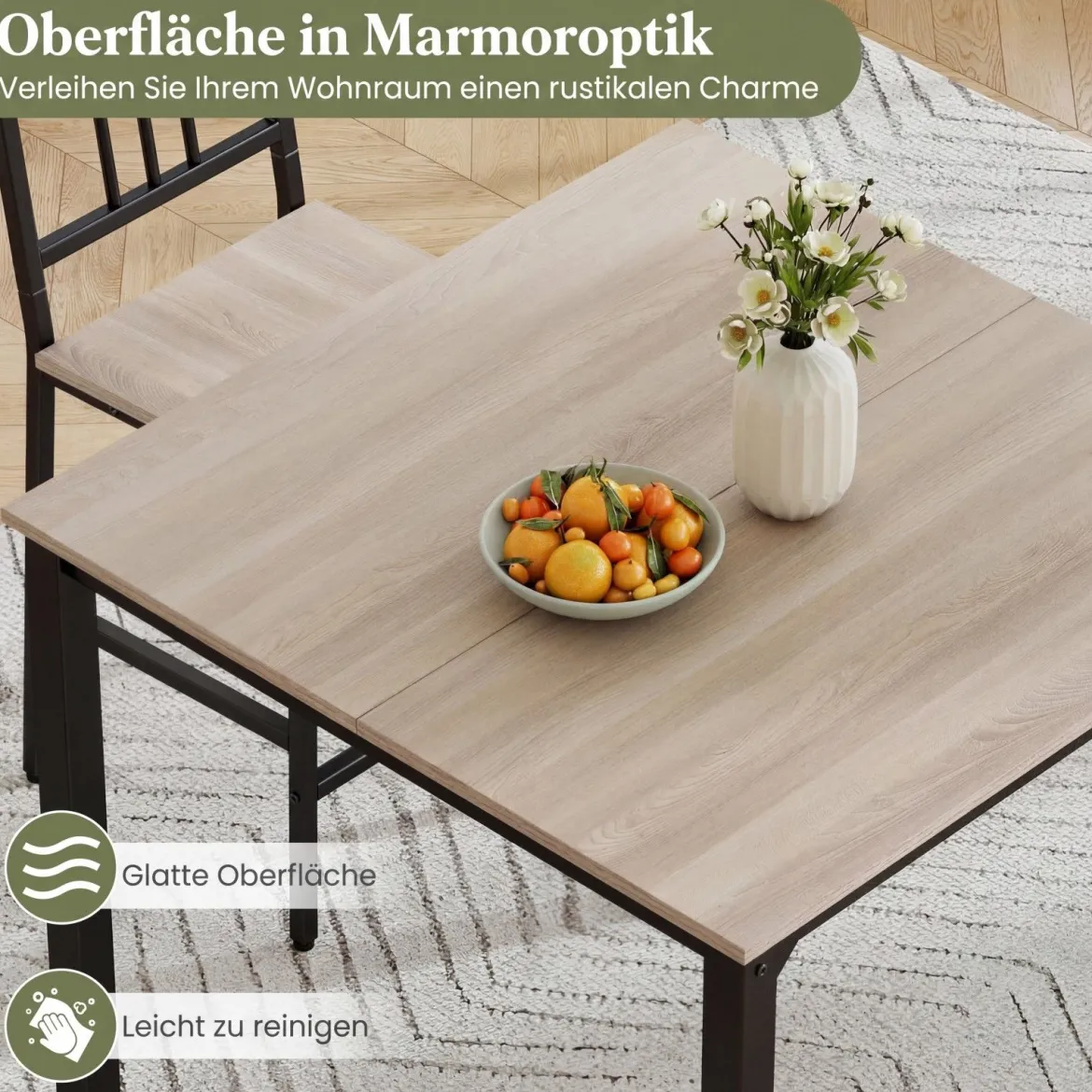 Esstisch mit 4 Barhockern Küchentisch in Thekenhöhe für 4 Personen Bartisch Set für Küche Grau