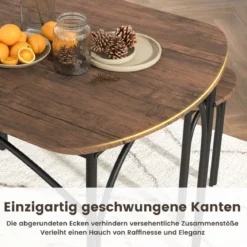 Esstisch Set 3-teilig Küchentisch mit 2 Bänken Essgruppe für 4 Personen Bartisch Set für Küche