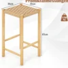 Esszimmer-Barhocker-Set Rahmen aus Gummibaumholz & Sitz aus geflochtenem Papier Rustikaler Barhocker in Counter-Höhe65 cm