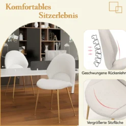 Esszimmerstühle 2er Set Akzentstühle mit gebogener Rückenlehne Wohnzimmerstuhl bis 150 kg
