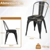 Esszimmerstühle 4er Set Bistrostuhl Metallstuhl stapelbar Küchenstühle gepolstert Gartenstühle mit Rückenlehne 44 x 53 x 84 cm Schwarz