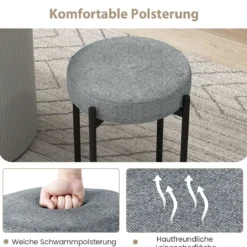 Esszimmerstühle 4er Set gepolsterte Küchenstuhl stapelbar mit Metallbeinen Dunkelgrau
