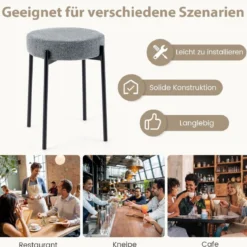 Esszimmerstühle 4er Set gepolsterte Küchenstuhl stapelbar mit Metallbeinen Dunkelgrau