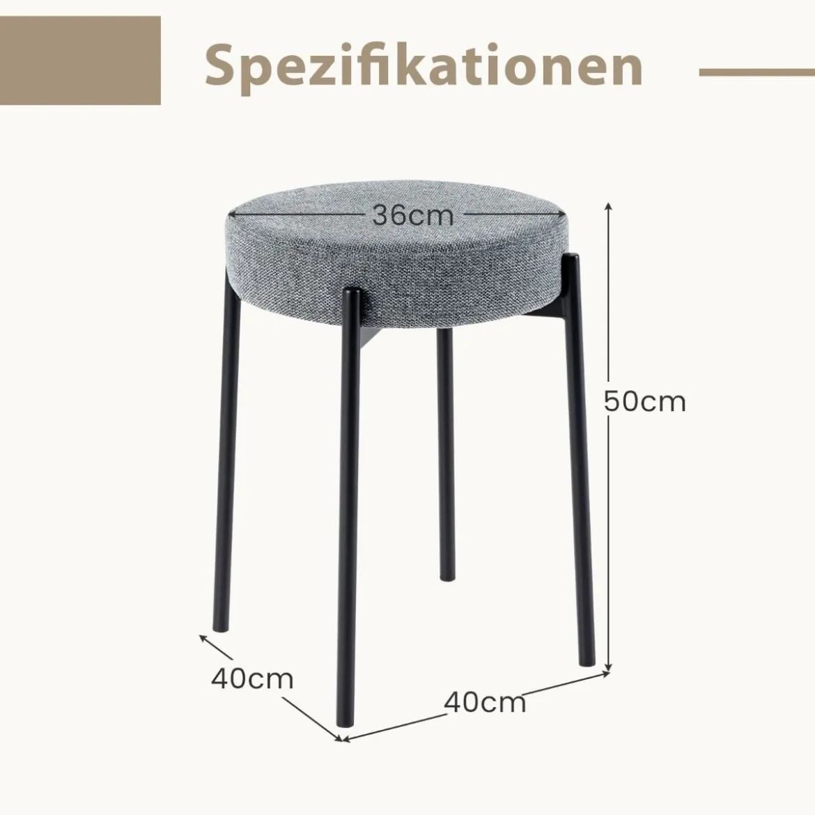 Esszimmerstühle 4er Set gepolsterte Küchenstuhl stapelbar mit Metallbeinen Dunkelgrau