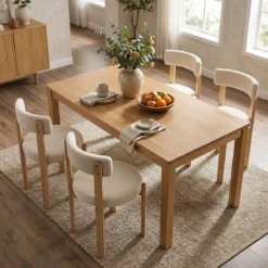 Esszimmerstühle 2er Set Gepolsterter Küchenstuhl aus Teddyfleece Polsterstuhl Beige