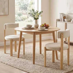 Esszimmerstühle 2er Set Gepolsterter Küchenstuhl aus Teddyfleece Polsterstuhl Beige