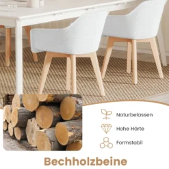 Esszimmerstühle 2er set Küchenstühle mit Holzbeinen atmungsaktive hohle Rückenlehne & breiter Sitz Akzent-Stühle Weiß