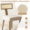 Esszimmerstuhl Küchenstuhl mit Rattan Rückenlehne gepolsterter Sitz & Holzbeine Beige