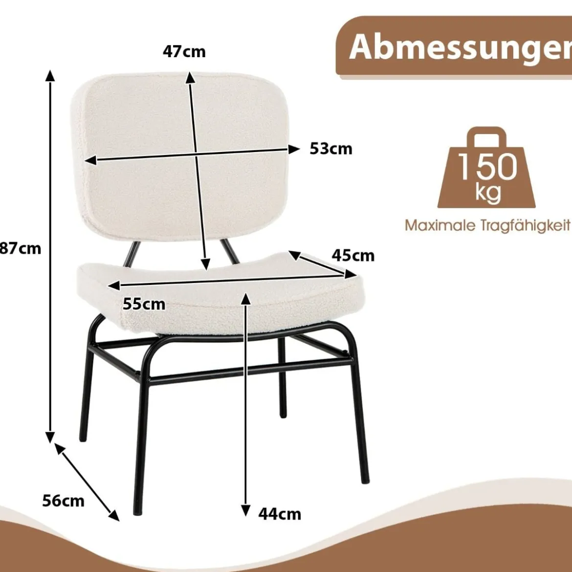 Esszimmerstuhl mit Gebogenem Sitz & Rückenlehne Sherpa-Küchenstuhl Polsterstuhl