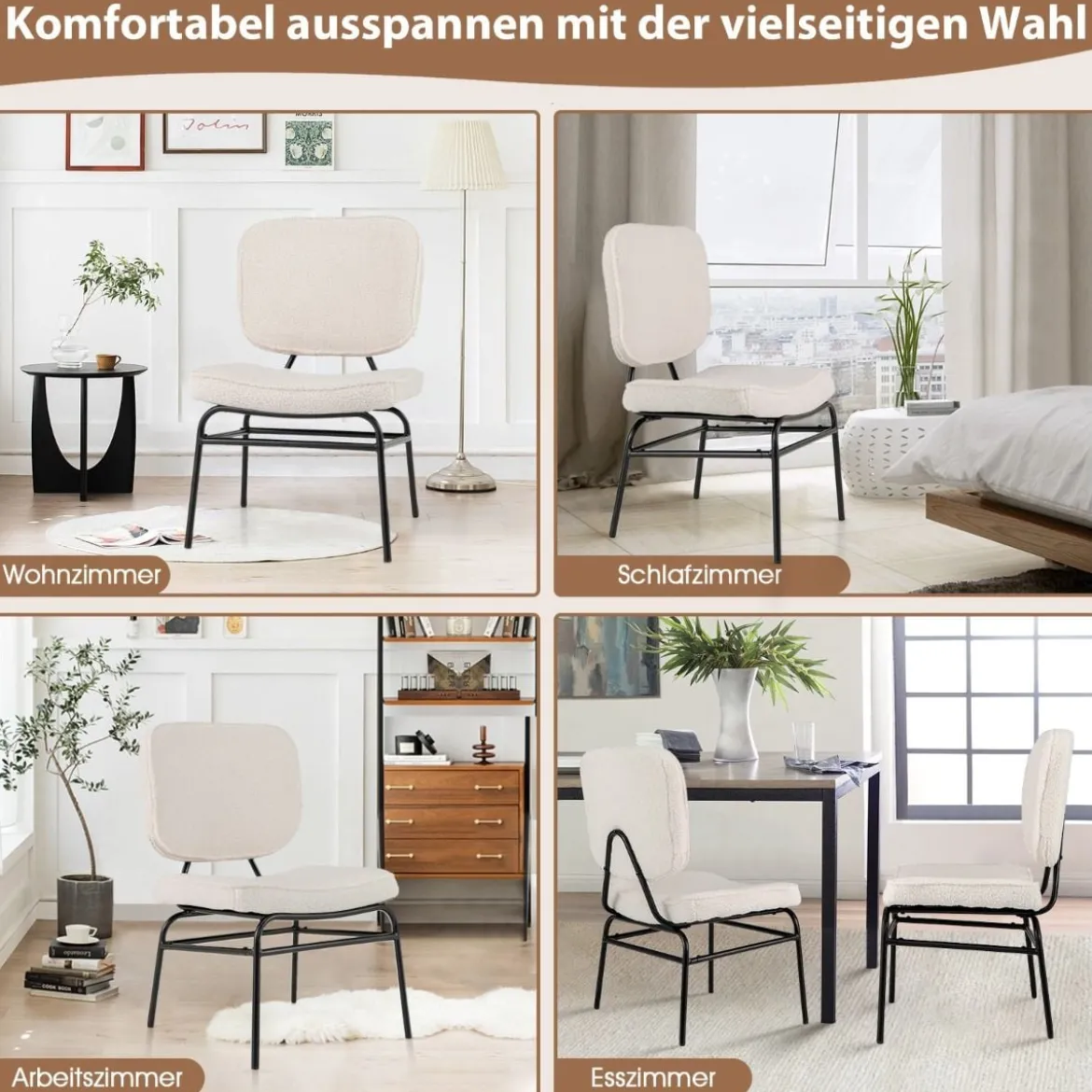 Esszimmerstuhl mit Gebogenem Sitz & Rückenlehne Sherpa-Küchenstuhl Polsterstuhl