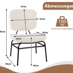 Esszimmerstuhl mit Gebogenem Sitz & Rückenlehne Sherpa-Küchenstuhl Polsterstuhl