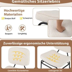 Esszimmerstuhl mit Gebogenem Sitz & Rückenlehne Sherpa-Küchenstuhl Polsterstuhl
