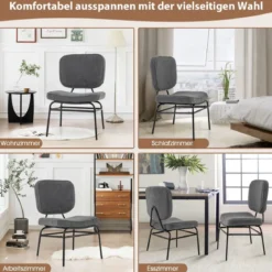 Esszimmerstuhl mit Gebogenem Sitz & Rückenlehne Sherpa-Küchenstuhl Polsterstuhl