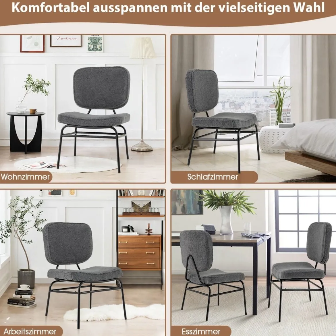 Esszimmerstuhl mit Gebogenem Sitz & Rückenlehne Sherpa-Küchenstuhl Polsterstuhl