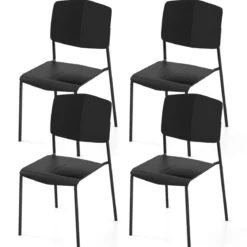 Esszimmerstuhl-Set aus 4 Stühlen Küchenstühle mit Rückenlehne stapelbare Küchensessel Bunt/Schwarz