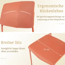 Esszimmerstuhl-Set aus 4 Stühlen Küchenstühle mit Rückenlehne stapelbare Küchensessel Bunt/Schwarz