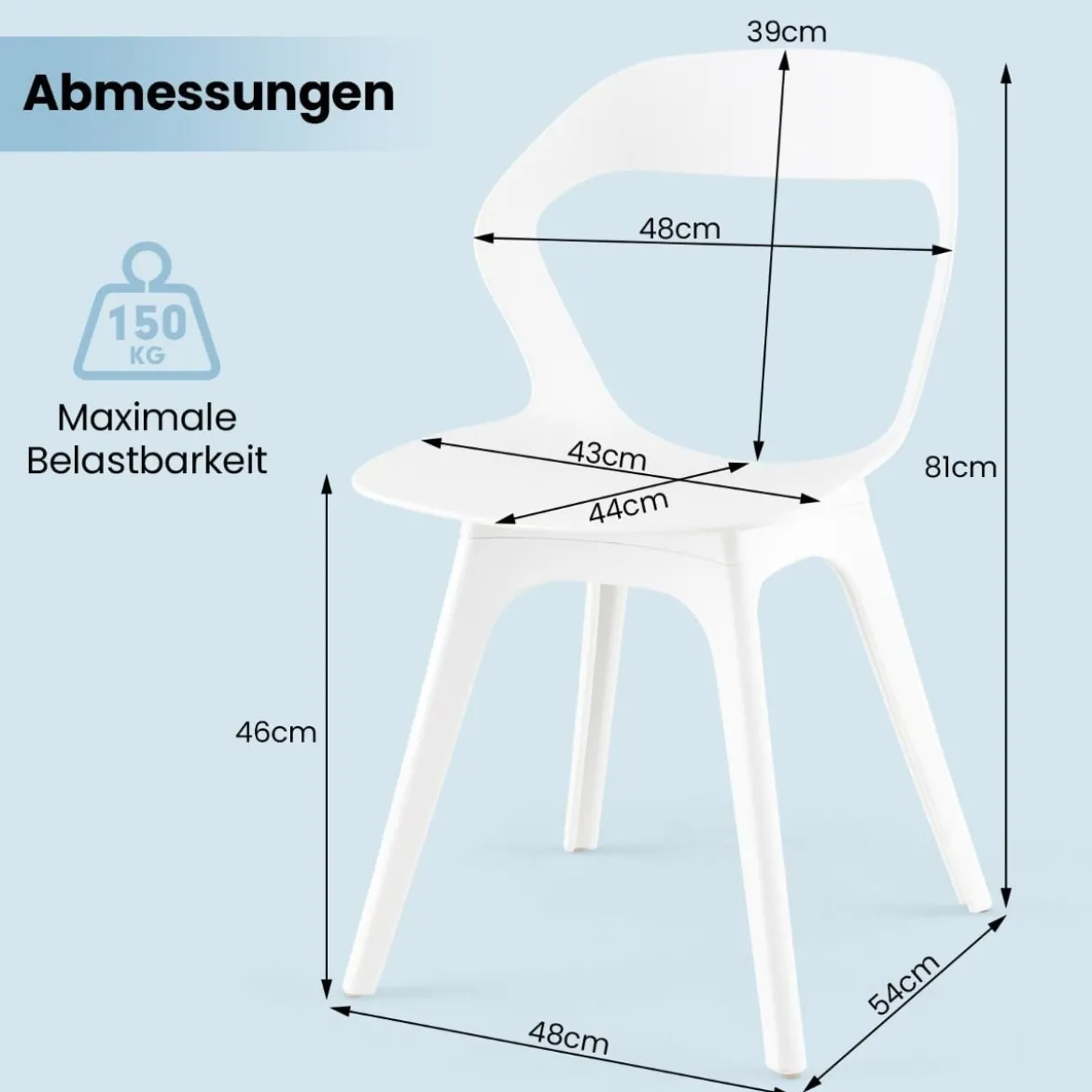 Esszimmerstuhl-Set mit 4 Stühlen Moderne Stühle Küchenstuhl-Set 48 x 54 x 81 cm Weiß
