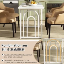 Esszimmertisch Holz 160 x 60 cm rechteckiger Küchentisch mit Metallbeinen Weiß