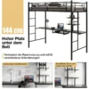 Etagenbettgestell Hochbett aus Metall mit Schreibtisch Leitern und Geländer Schwarz