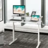 2-Etagen Höhenverstellbarer Ergonomischer Stehtisch Sitz-Steh-Schreibtisch 120 x 60 x 88-126 cm Weiß
