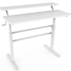 2-Etagen Höhenverstellbarer Ergonomischer Stehtisch Sitz-Steh-Schreibtisch 120 x 60 x 88-126 cm Weiß